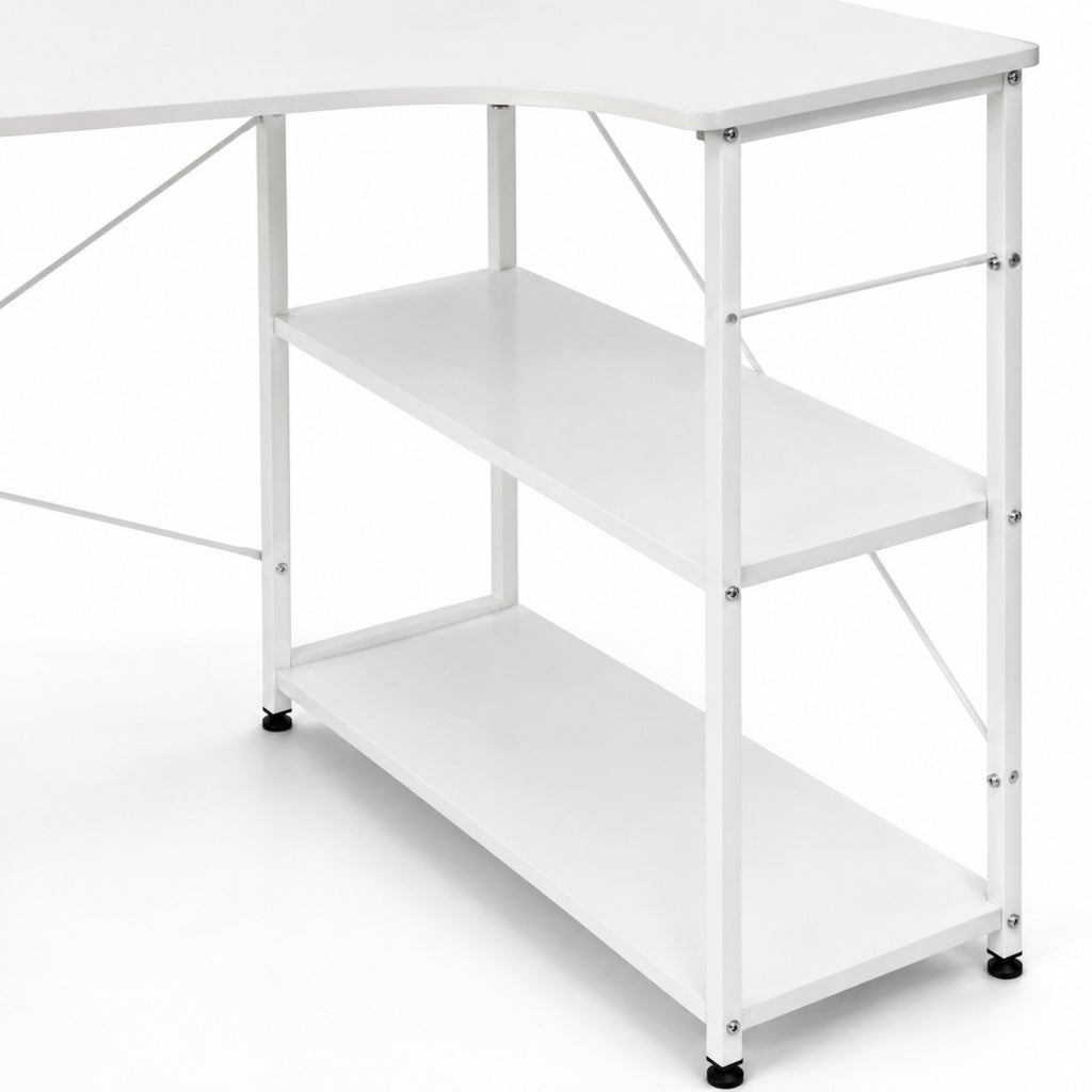 Bureau d’angle avec rangement blanc | StJean-Workspace