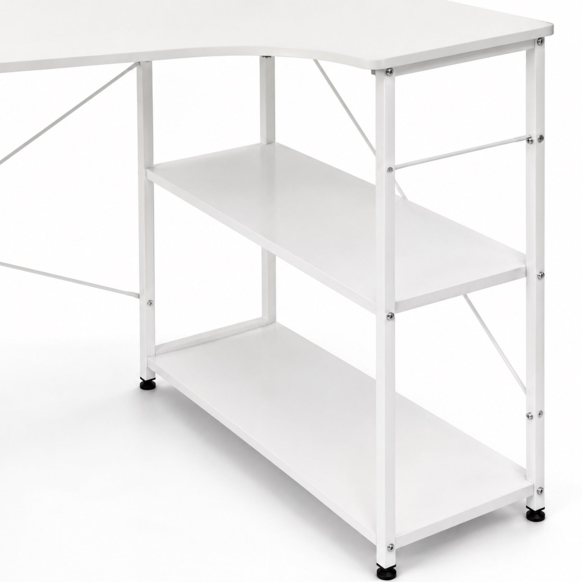 Bureau d’angle avec rangement blanc | StJean-Workspace