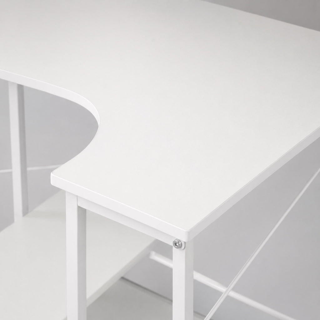 Bureau d’angle avec rangement blanc | StJean-Workspace