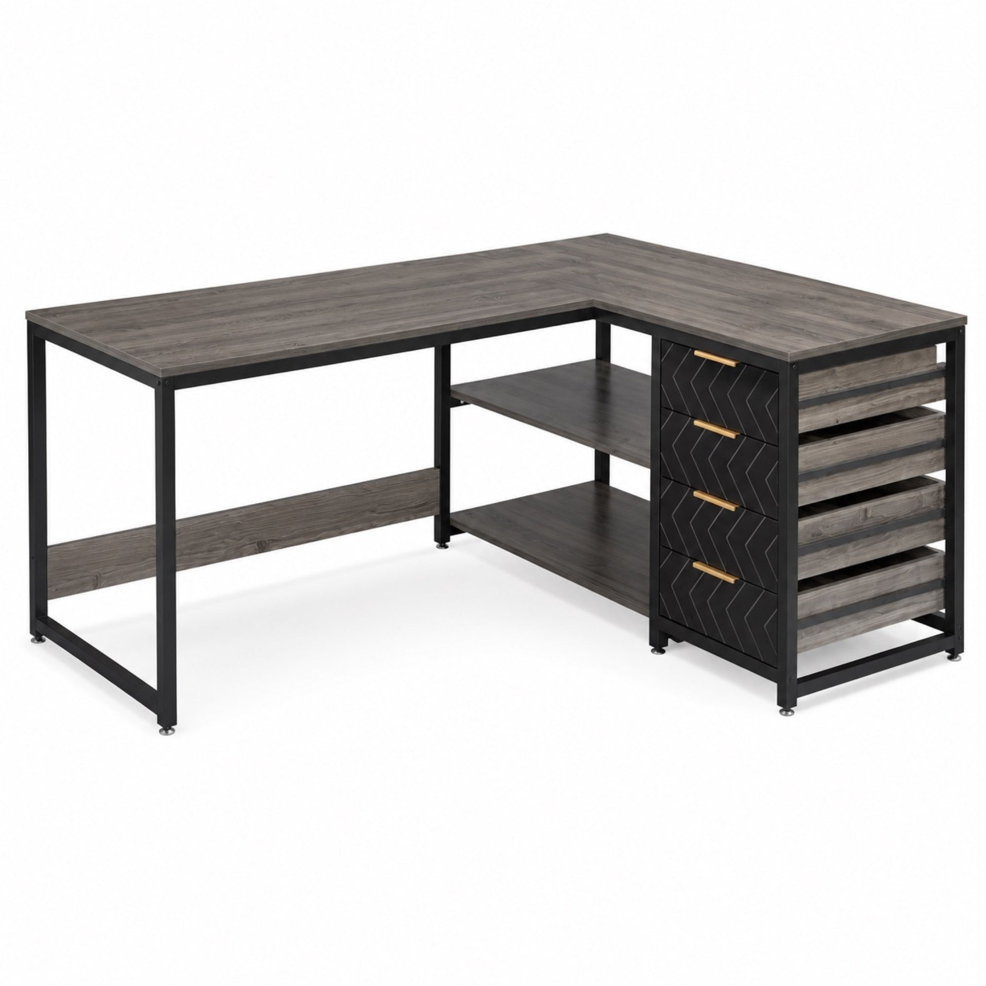 Bureau d’angle avec rangement 4 tiroirs | StJean-Workspace
