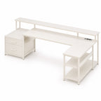 Bureau d’angle avec rangement, tiroirs et support écran | StJean-Workspace