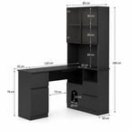 Bureau d’angle avec rangement noir et vitrine LED | StJean-Workspace
