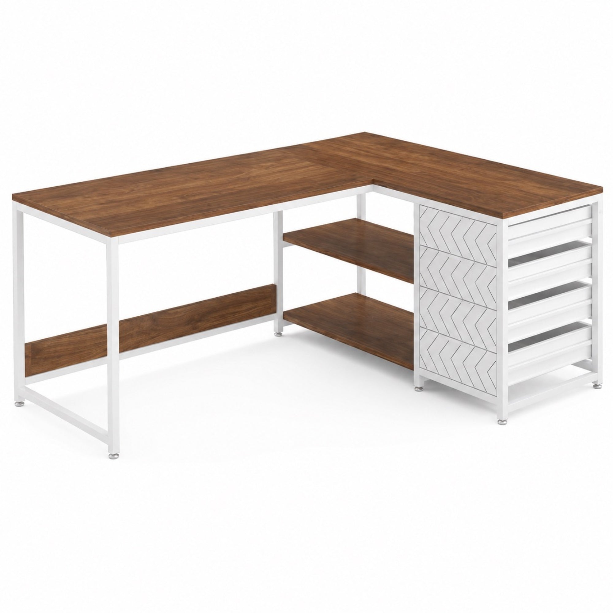 Bureau d’angle avec rangement 4 tiroirs | StJean-Workspace