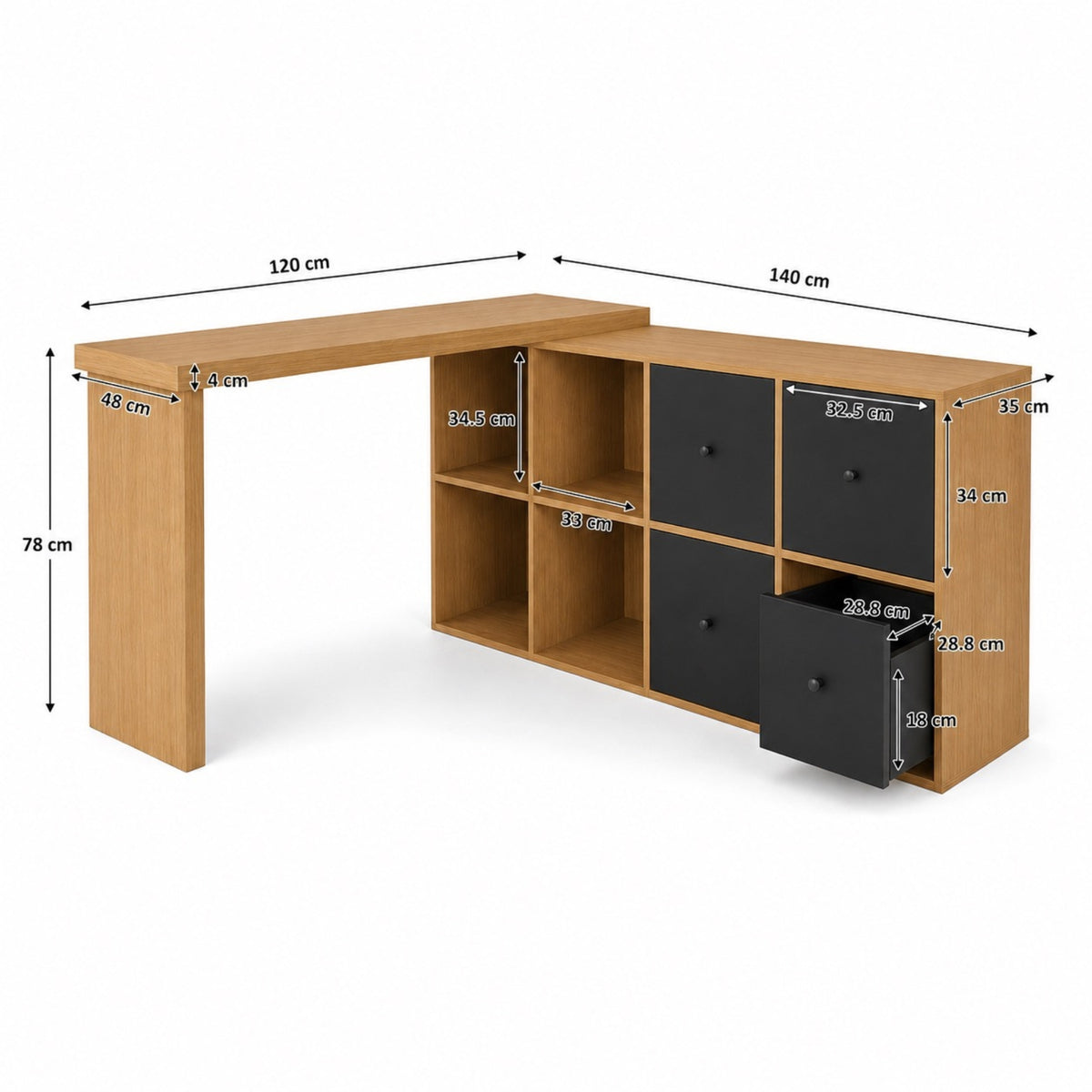 Bureau d'angle multifonction avec rangement