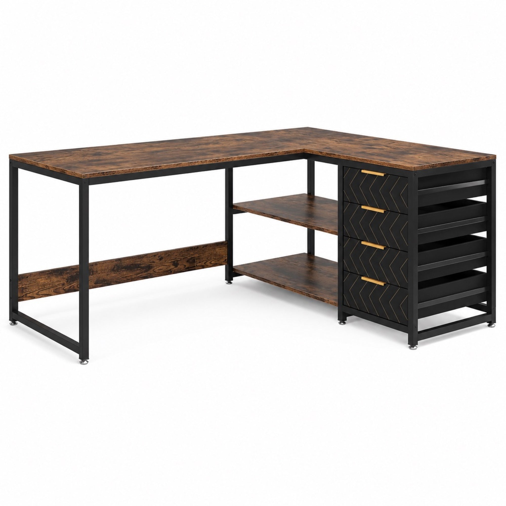 Bureau d’angle avec rangement 4 tiroirs | StJean-Workspace