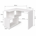 Bureau d’angle blanc avec rangement ouvert | StJean-Workspace