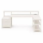 Bureau d’angle avec rangement, tiroirs et support écran | StJean-Workspace