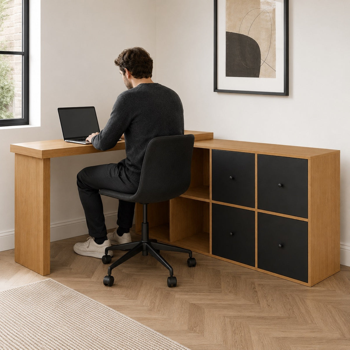 Bureau d'angle multifonction avec rangement