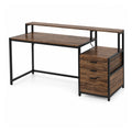 Bureau avec rangement en bois et support écran | StJean-Workspace