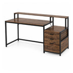 Bureau avec rangement en bois et support écran | StJean-Workspace