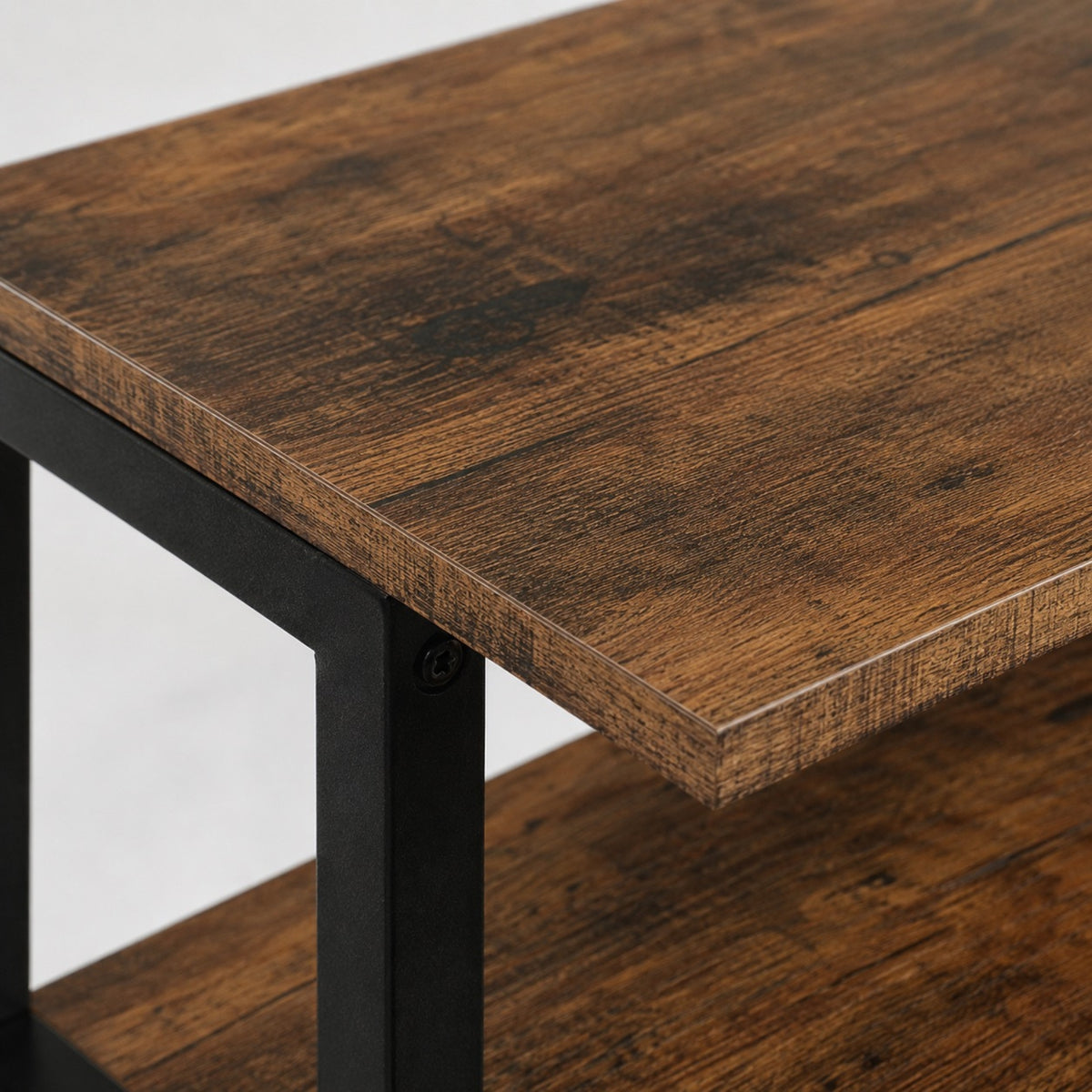 Bureau avec rangement en bois et support écran