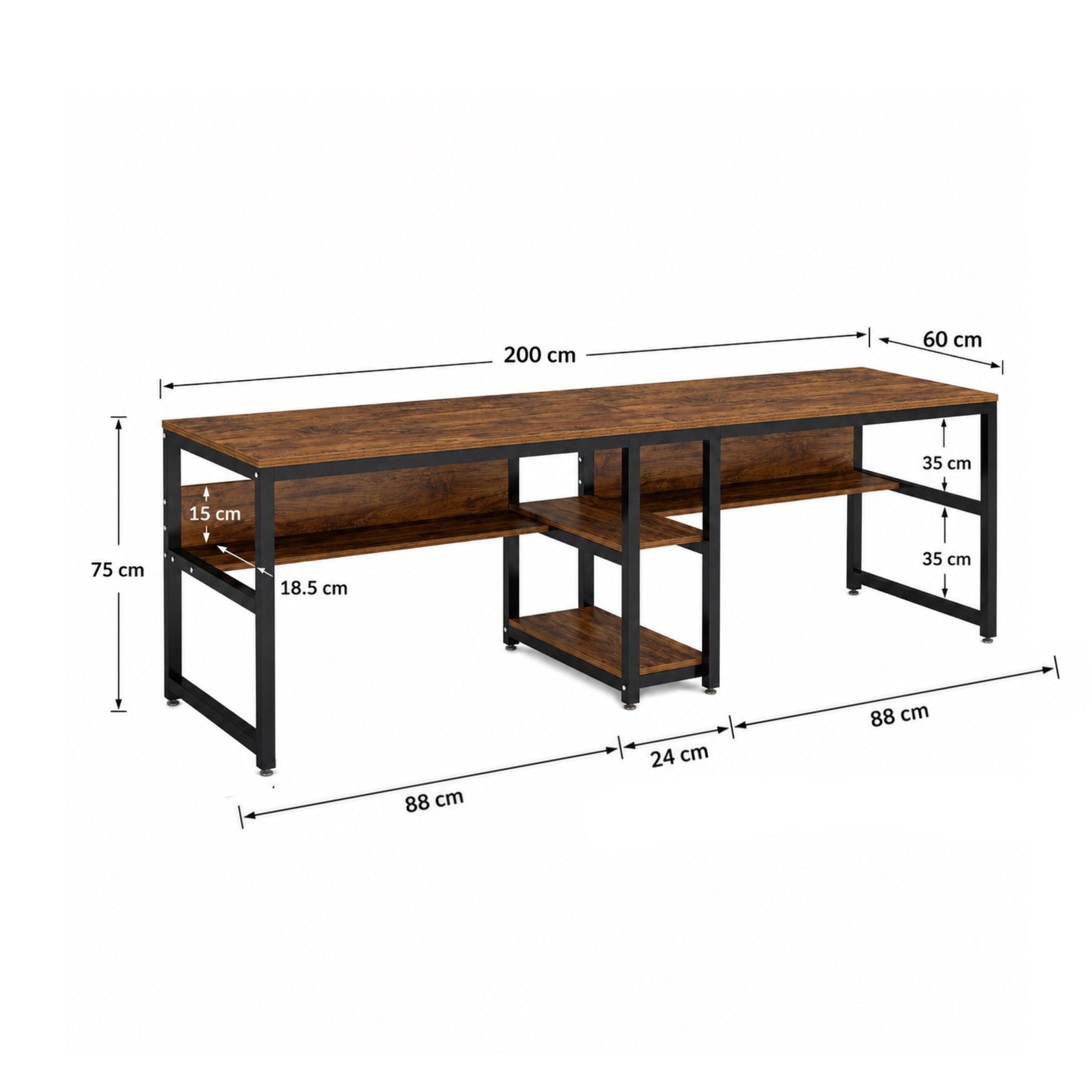 Bureau double avec rangement 200 cm | StJean-Workspace