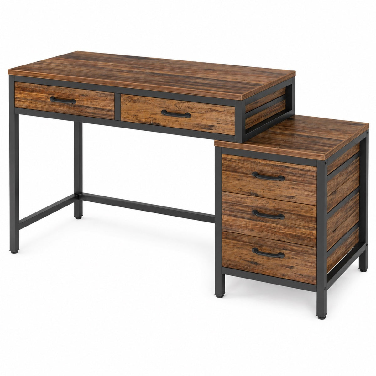 Bureau avec rangement en bois et tiroirs