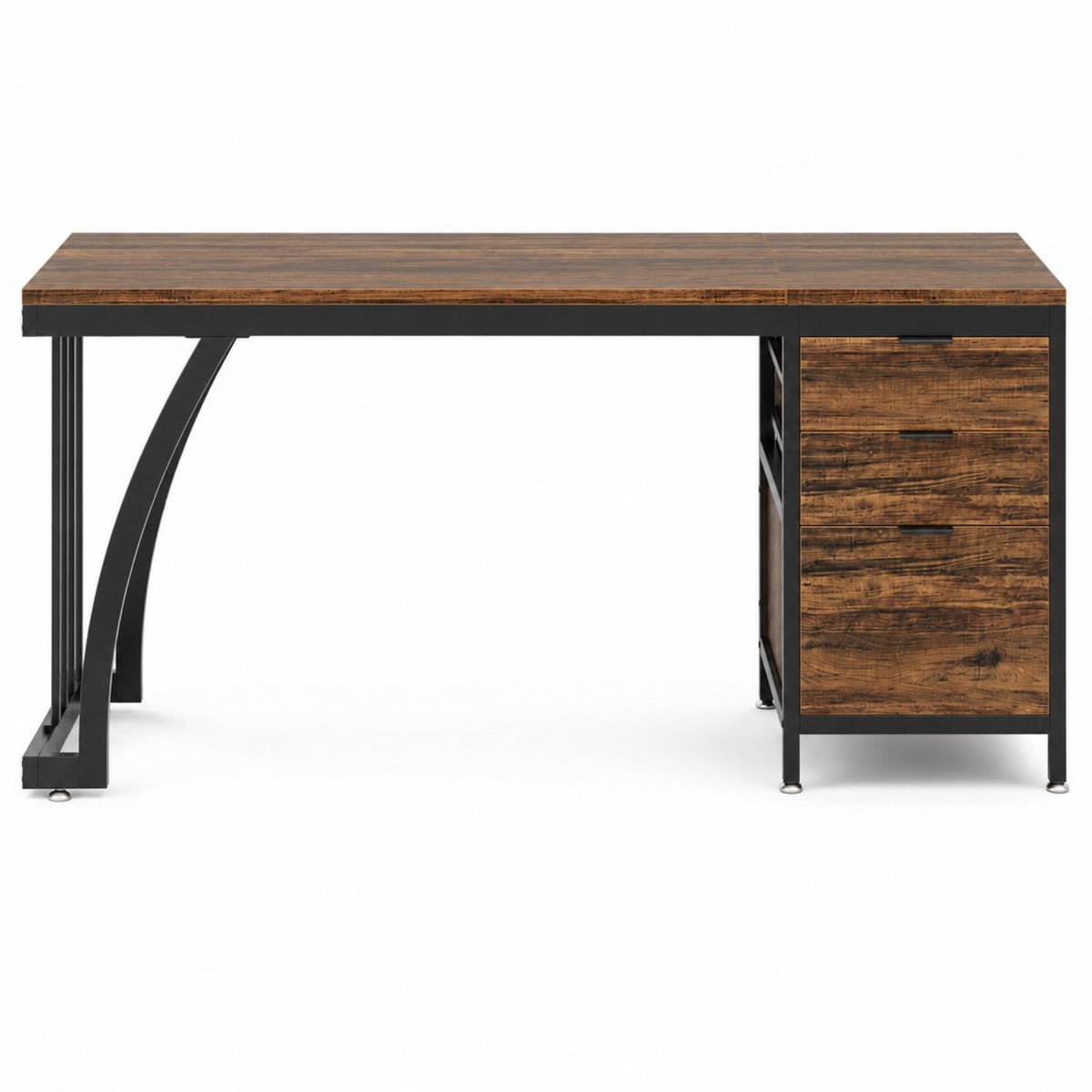 Bureau avec rangement en bois et caisson