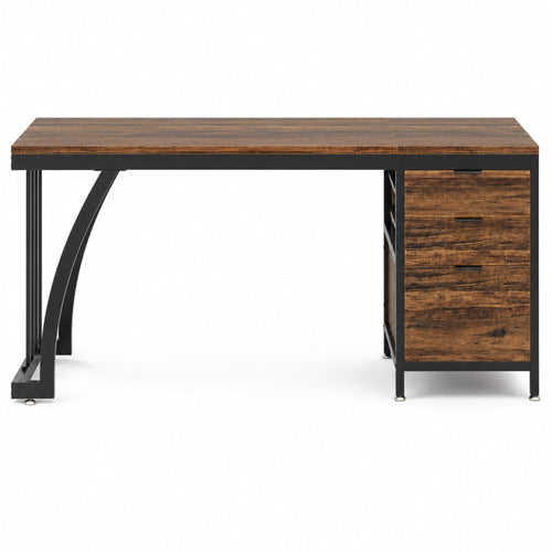 Bureau avec rangement en bois et caisson | StJean-Workspace