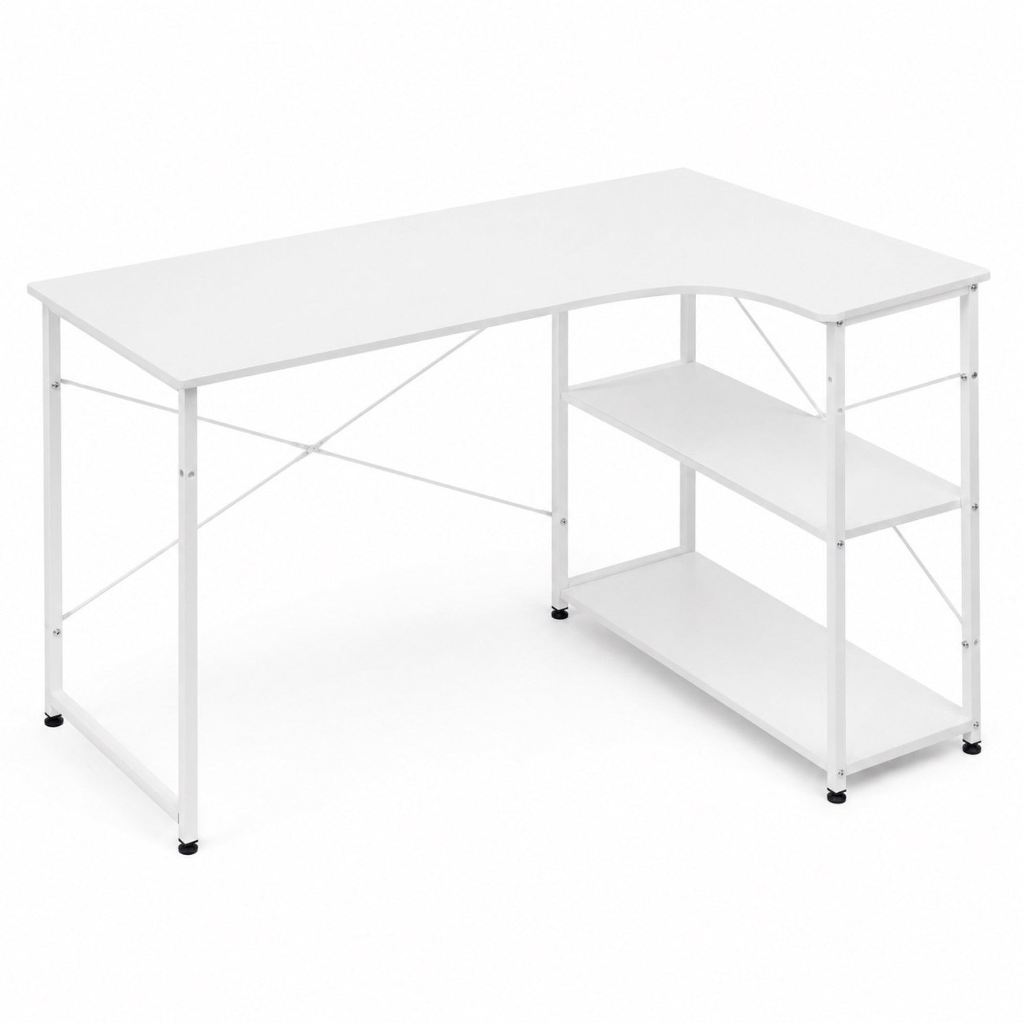 Bureau d’angle avec rangement blanc | StJean-Workspace