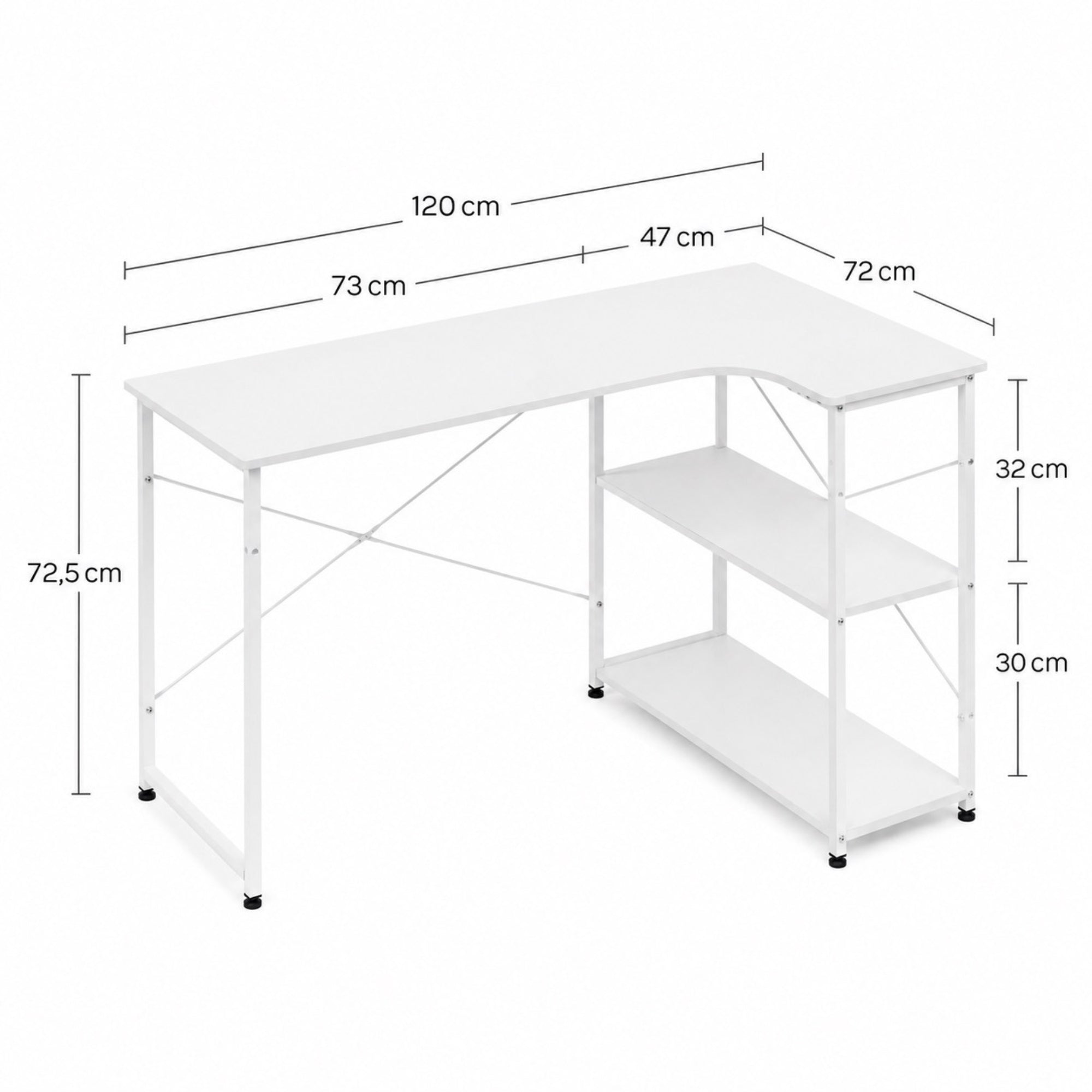 Bureau d’angle avec rangement blanc | StJean-Workspace