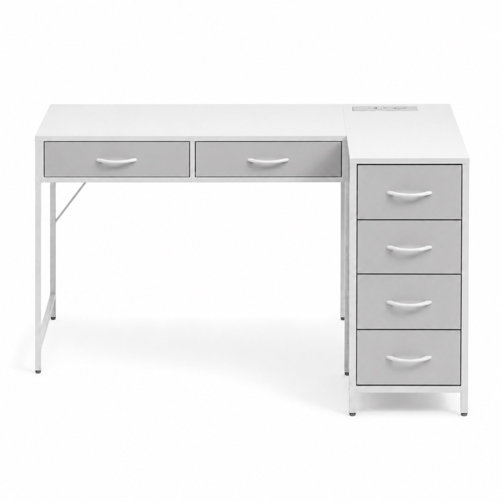 Bureau d’angle avec rangement réversible blanc | StJean-Workspace