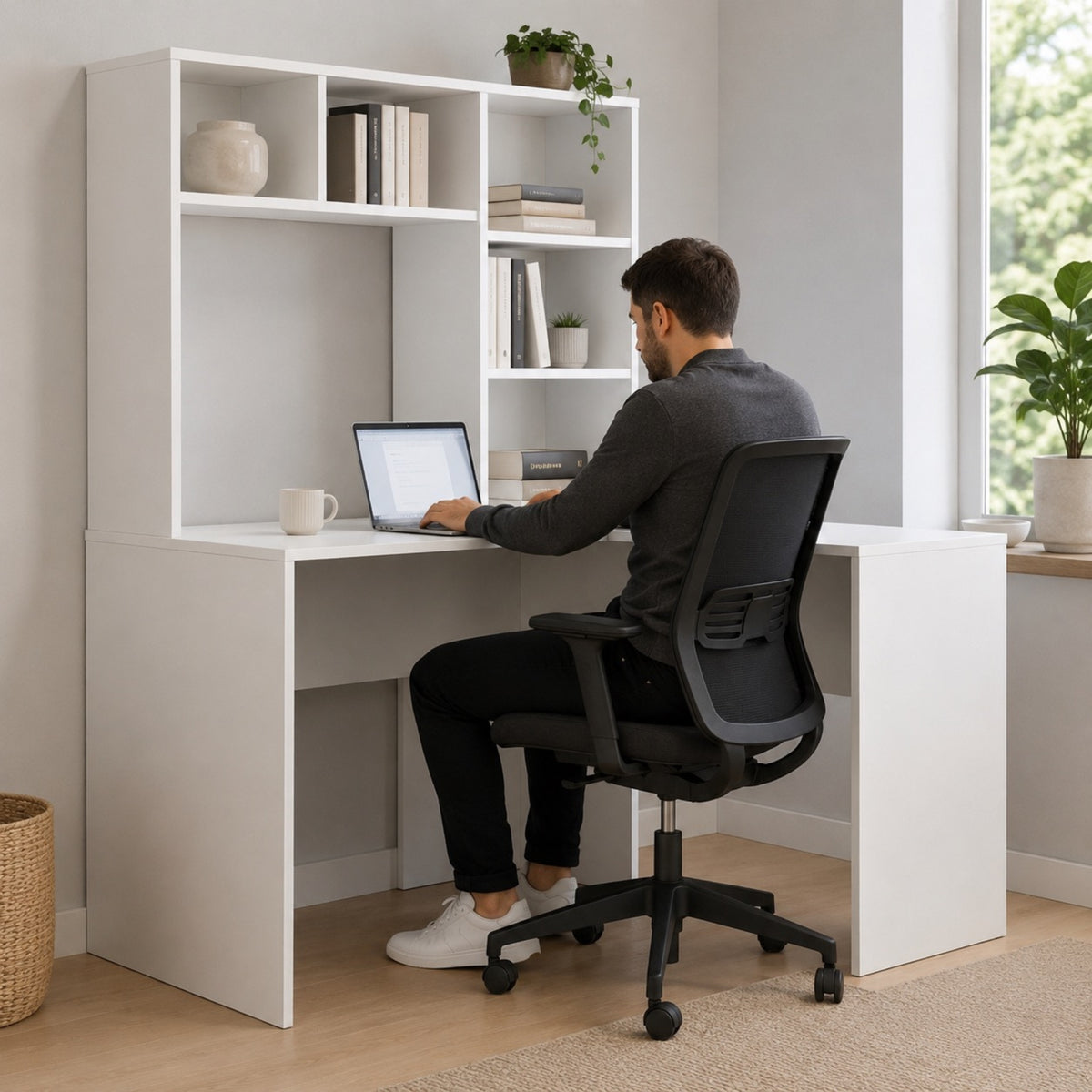 Bureau multifonctions avec rangement en bois