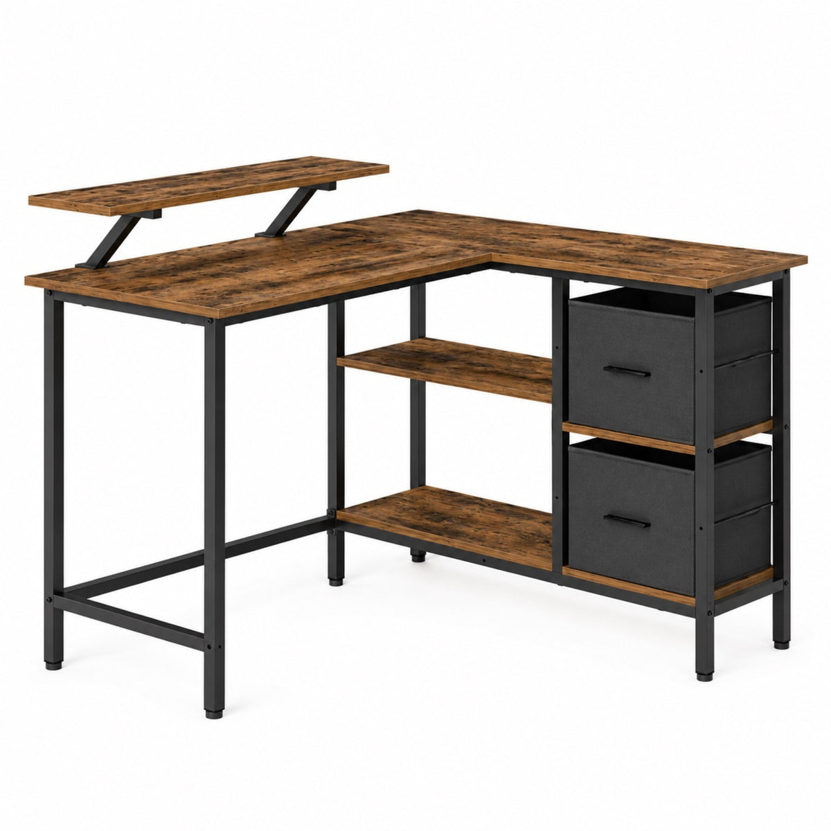 Bureau d'angle avec rangement, support pour écran