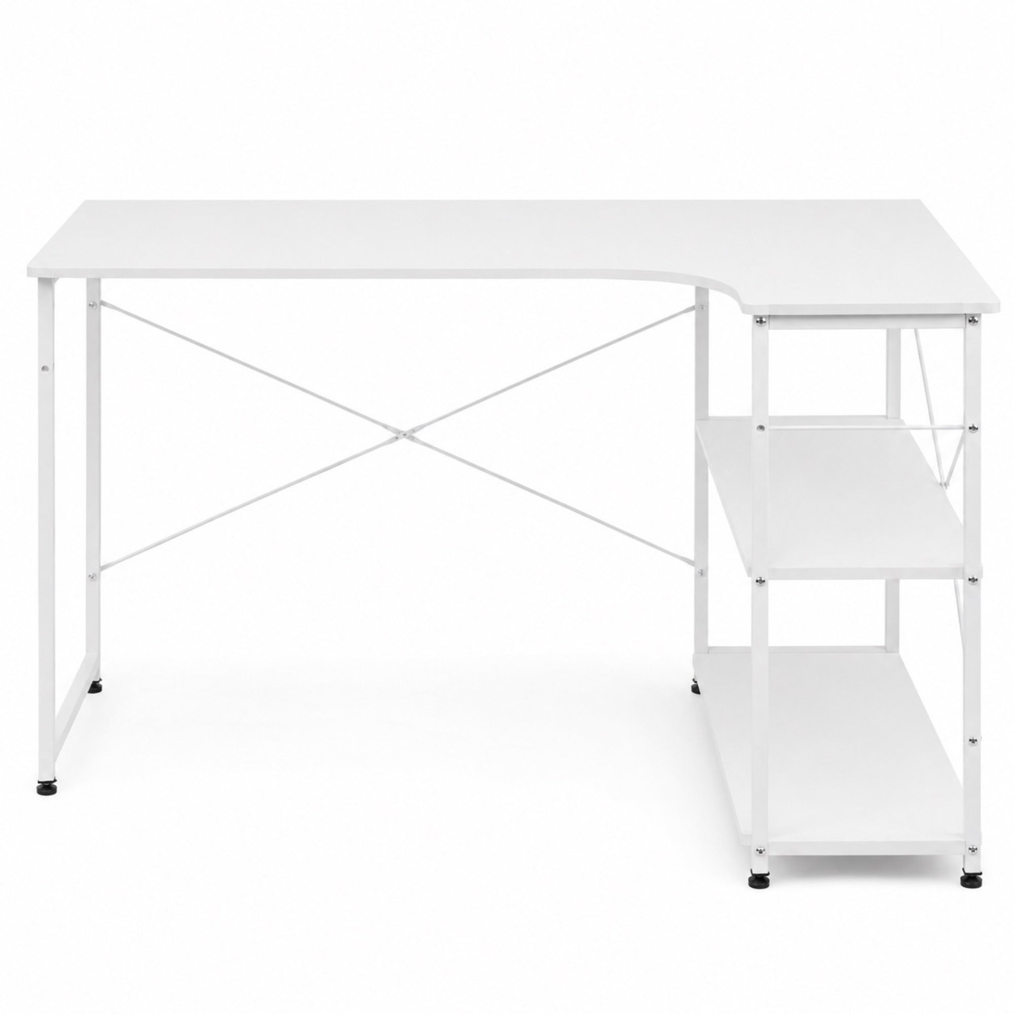 Bureau d’angle avec rangement blanc | StJean-Workspace