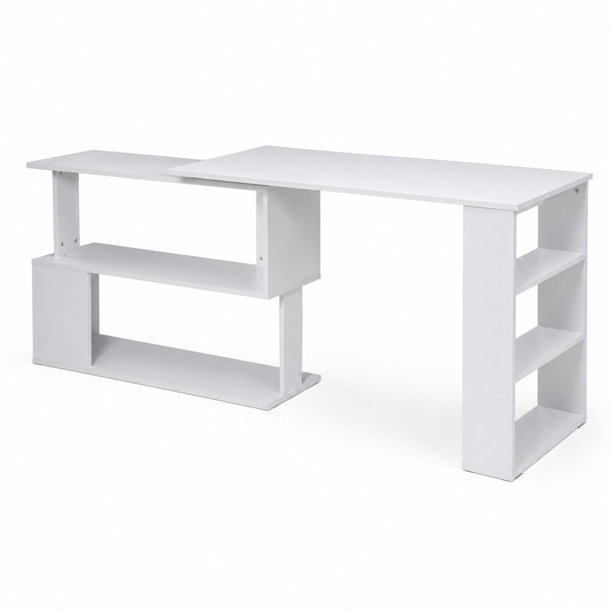 Bureau multifonctions blanc modulable avec rangement