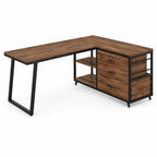 Bureau d’angle avec rangement en bois | StJean-Workspace