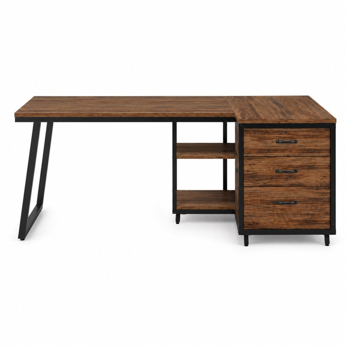 Bureau d'angle avec rangement en bois