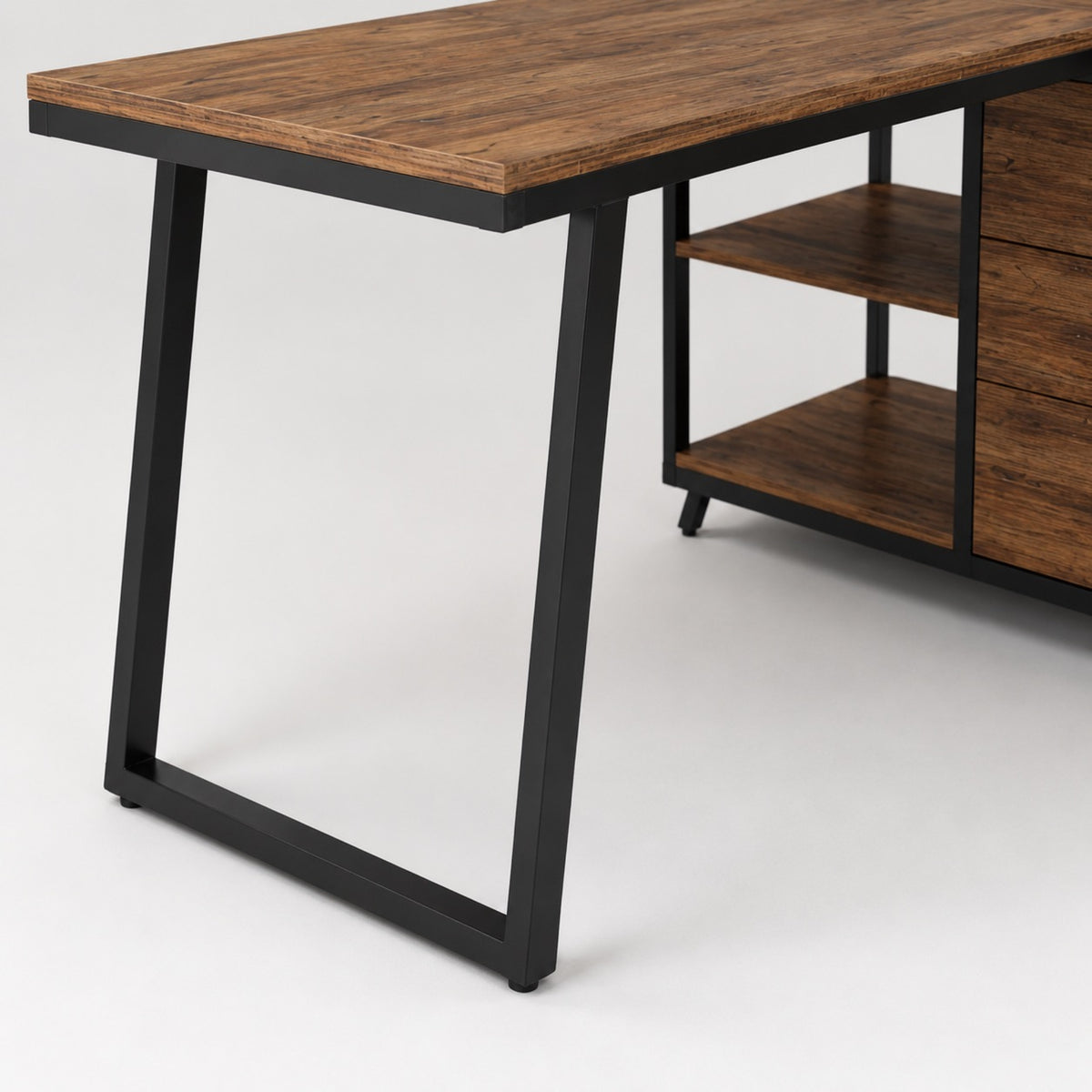 Bureau d'angle avec rangement en bois