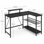 Bureau d’angle noir avec rangement et support écran | StJean-Workspace