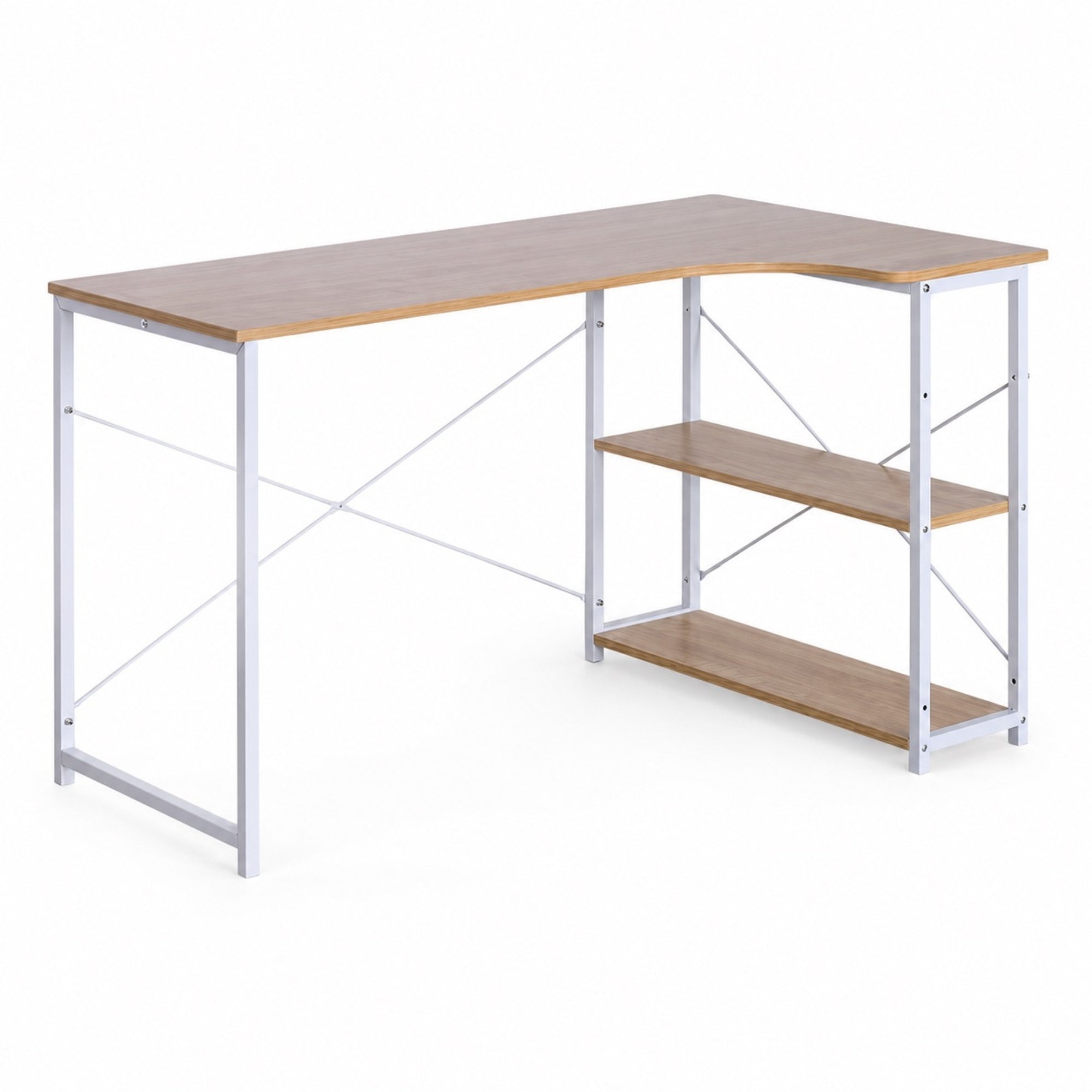 Bureau d’angle avec rangement blanc | StJean-Workspace