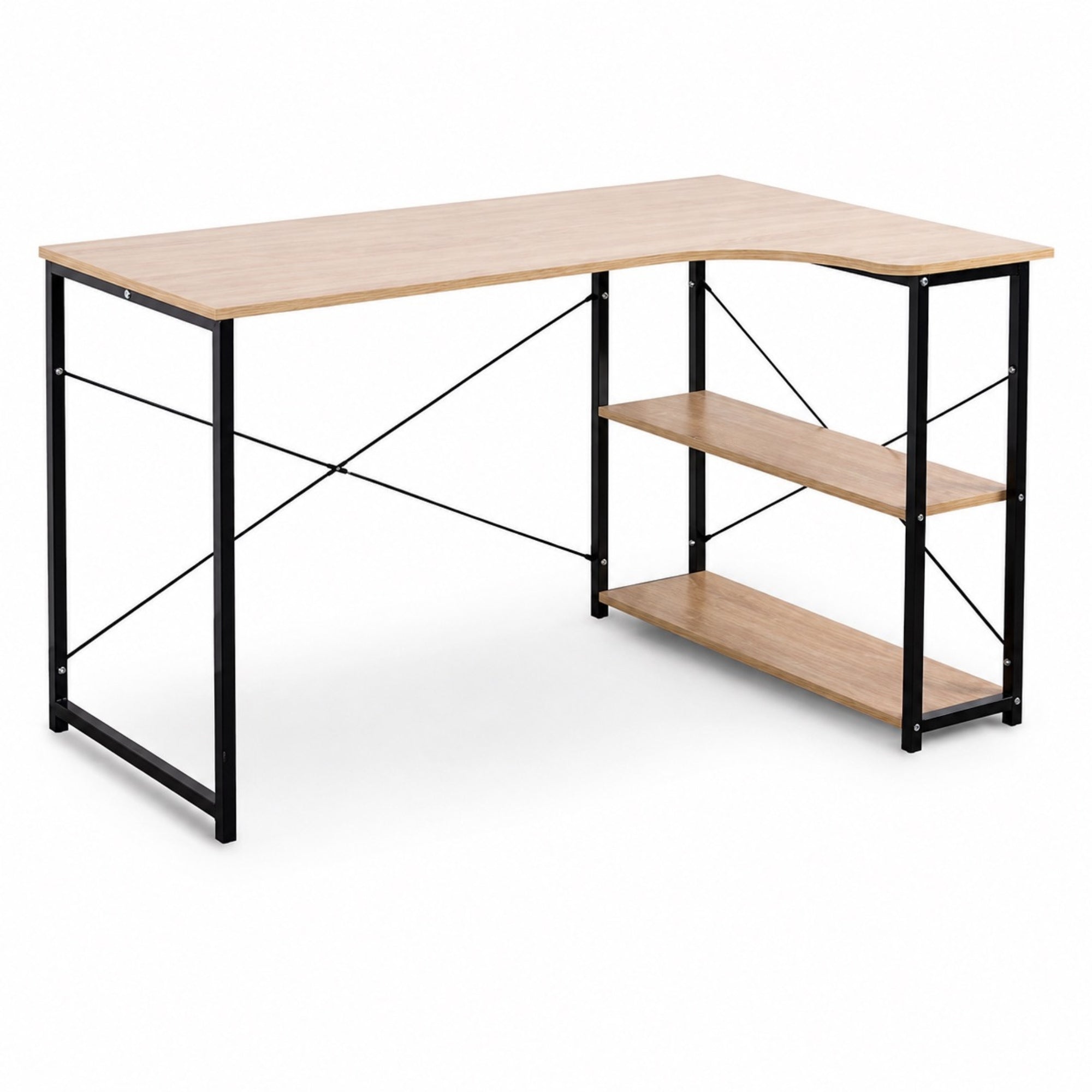 Bureau d’angle avec rangement blanc | StJean-Workspace
