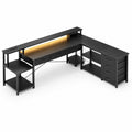 Bureau d’angle avec rangement, LED et ports USB | StJean-Workspace