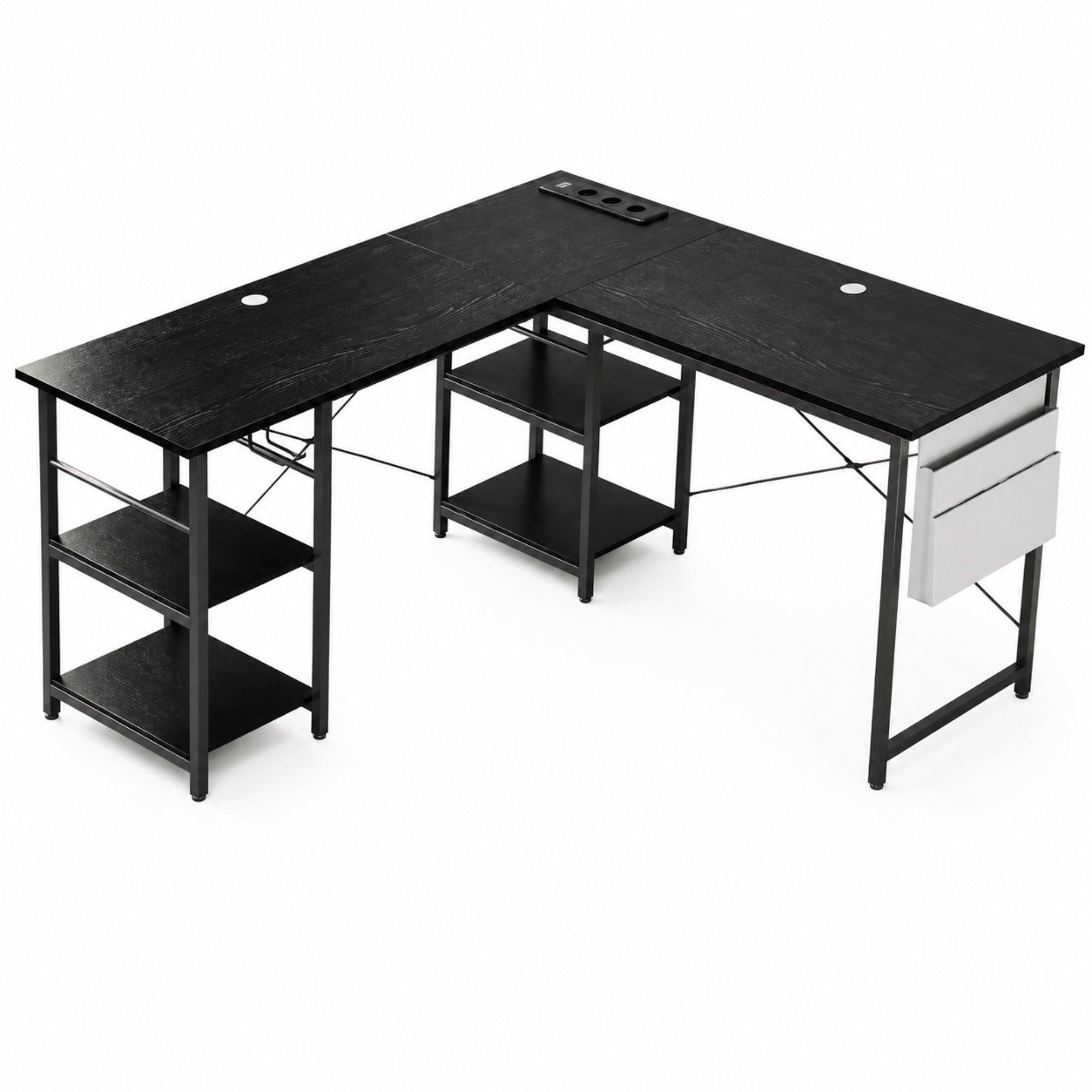 Bureau d’angle convertible avec rangement et prises intégrées | StJean-Workspace