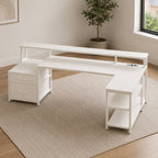 Bureau d’angle avec rangement, tiroirs et support écran | StJean-Workspace