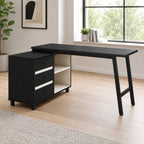 Bureau d’angle noir avec rangements et tiroirs | StJean-Workspace