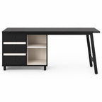 Bureau d’angle noir avec rangements et tiroirs | StJean-Workspace