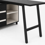 Bureau d’angle noir avec rangements et tiroirs | StJean-Workspace