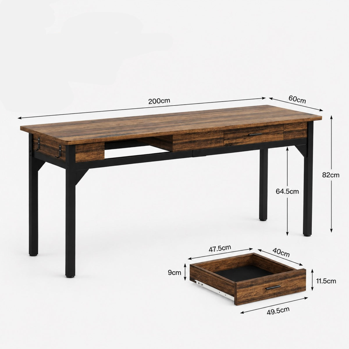 Bureau avec rangement double intégré