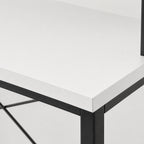 Bureau d’angle blanc avec étagères, rangement et LED RGB | StJean-Workspace