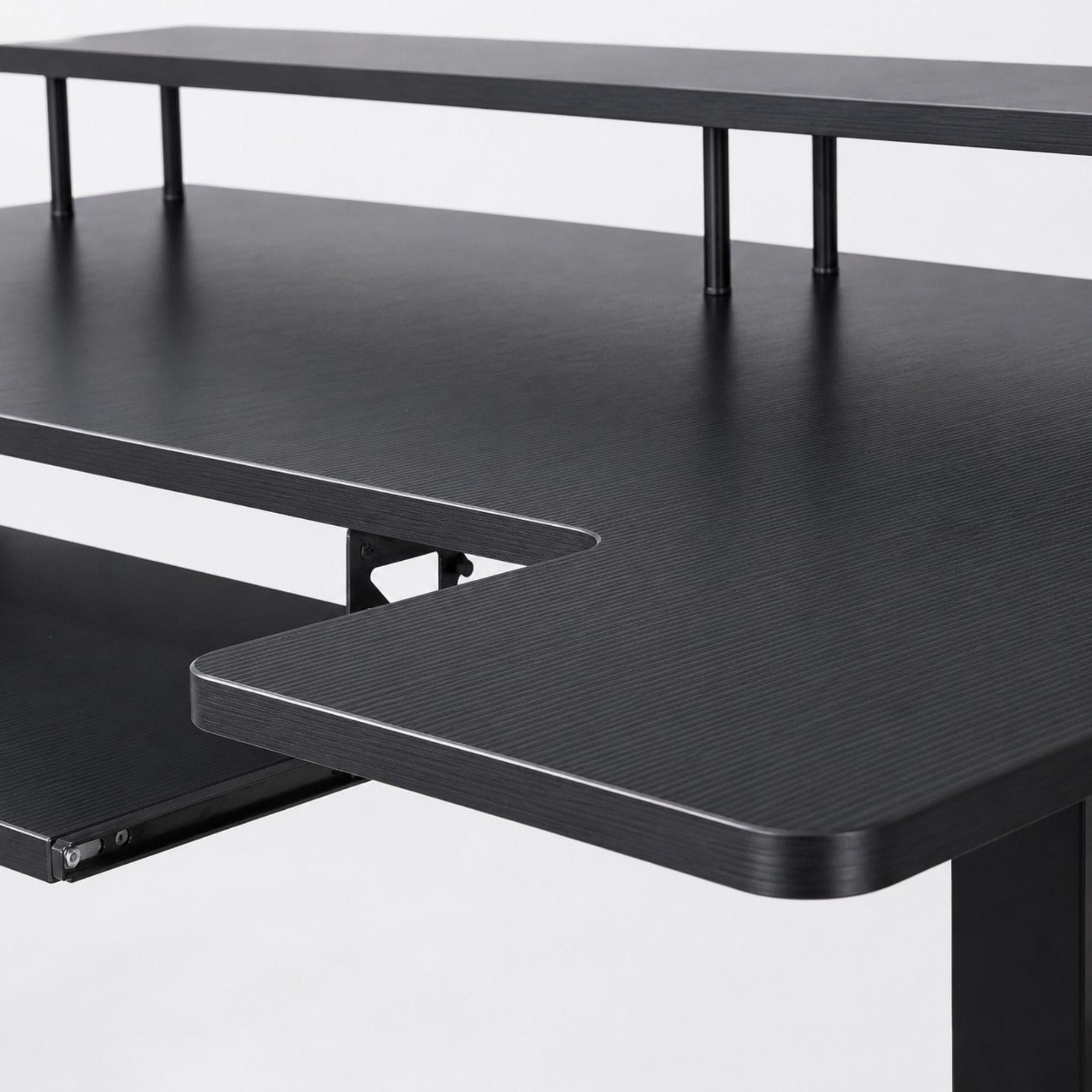 Bureau assis-debout électrique noir avec plateau clavier | StJean-Workspace