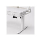 Bureau assis-debout électrique blanc avec rangement et LED | StJean-Workspace