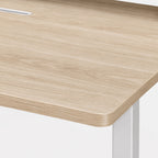 Bureau assis-debout électrique beige avec rangement | StJean-Workspace