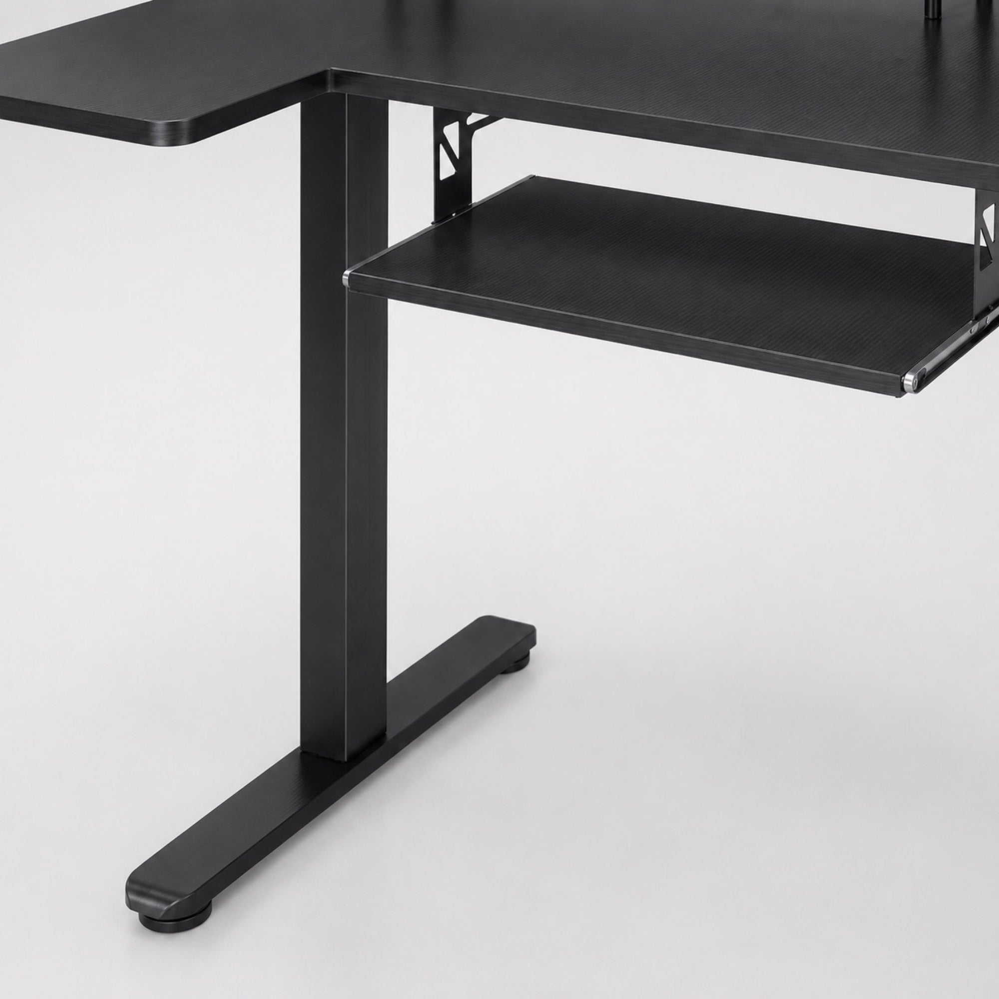 Bureau assis-debout électrique noir avec plateau clavier | StJean-Workspace