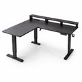 Bureau d’angle assis-debout électrique noir avec support écran | StJean-Workspace