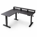 Bureau d’angle assis-debout électrique noir avec support écran | StJean-Workspace