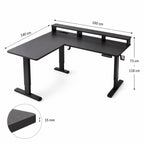 Bureau d’angle assis-debout électrique noir avec support écran | StJean-Workspace