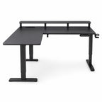 Bureau d’angle assis-debout électrique noir avec support écran | StJean-Workspace