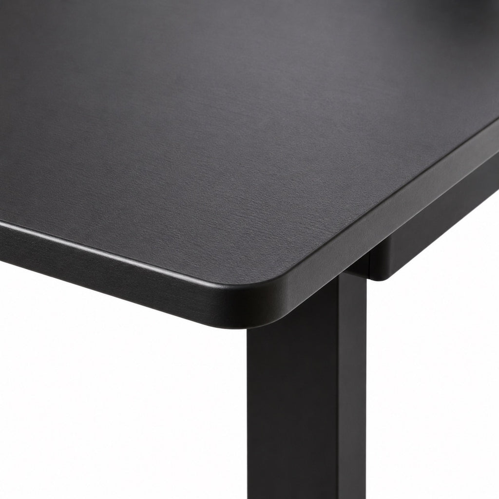 Bureau d’angle assis-debout électrique noir avec support écran | StJean-Workspace