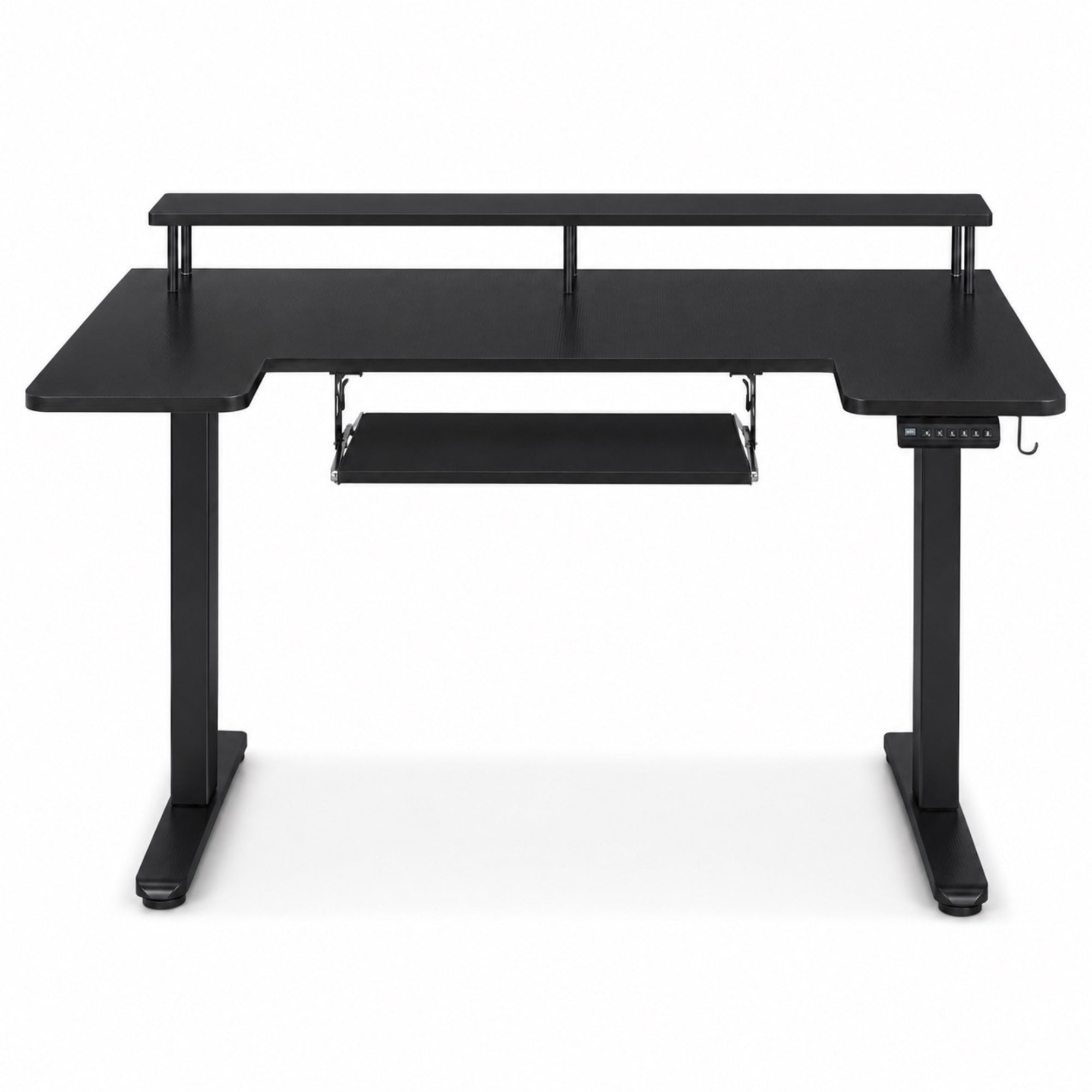 Bureau assis-debout électrique noir avec plateau clavier | StJean-Workspace